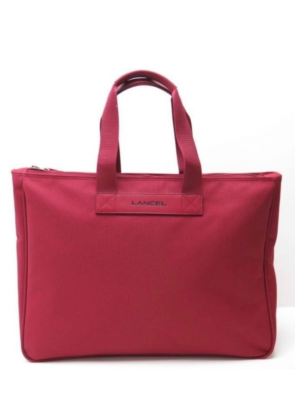 LANCEL Paris Palmyre Canvas Leather Tote Bag Burgundy Red NWT Quiet Luxury